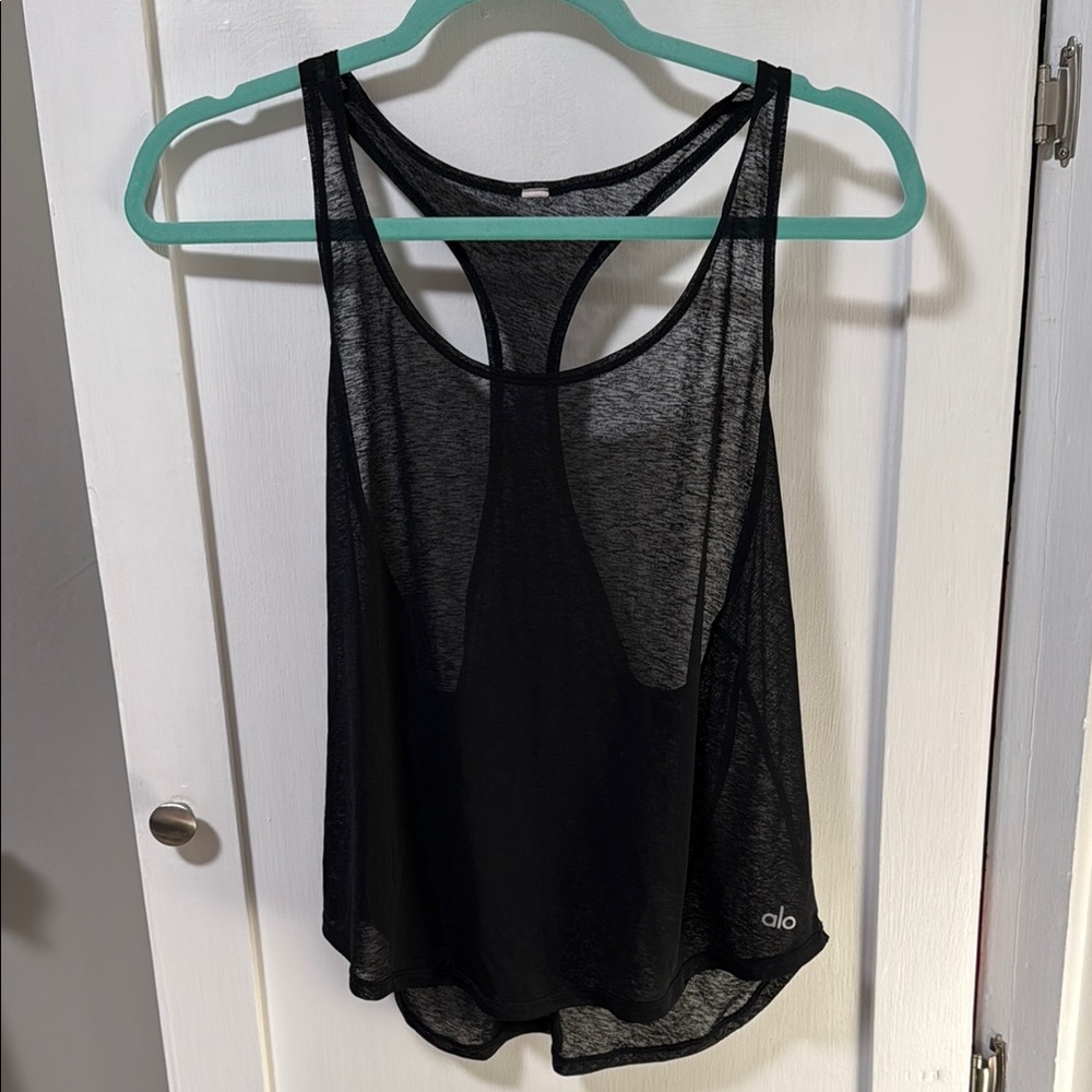 ALO Yoga Black Sheer Women's Tank Top